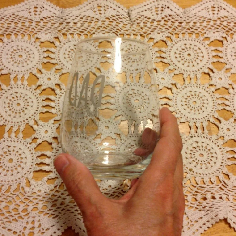 New stemless wine glass, father's day or birthday gift